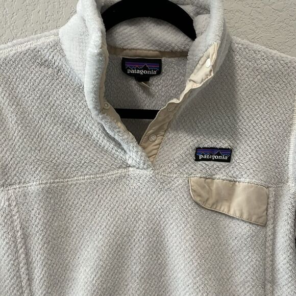 Patagonia Re-Tool Snap-T Raw Linen White X-Dye Fleece Pullover, Size M - Picture 3 of 5
